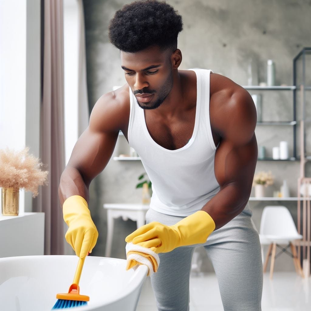 Cleaning the bathroom