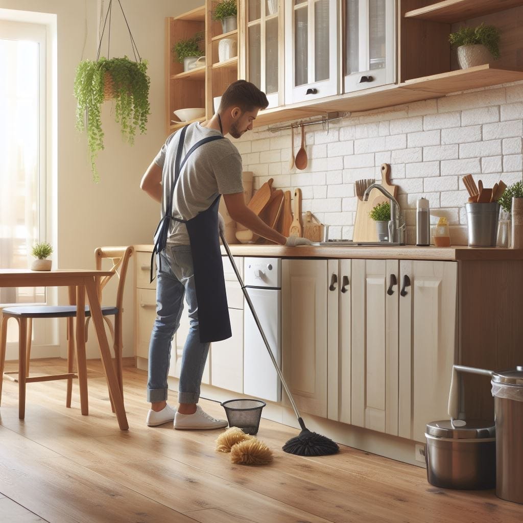 Cleaning the kitchen